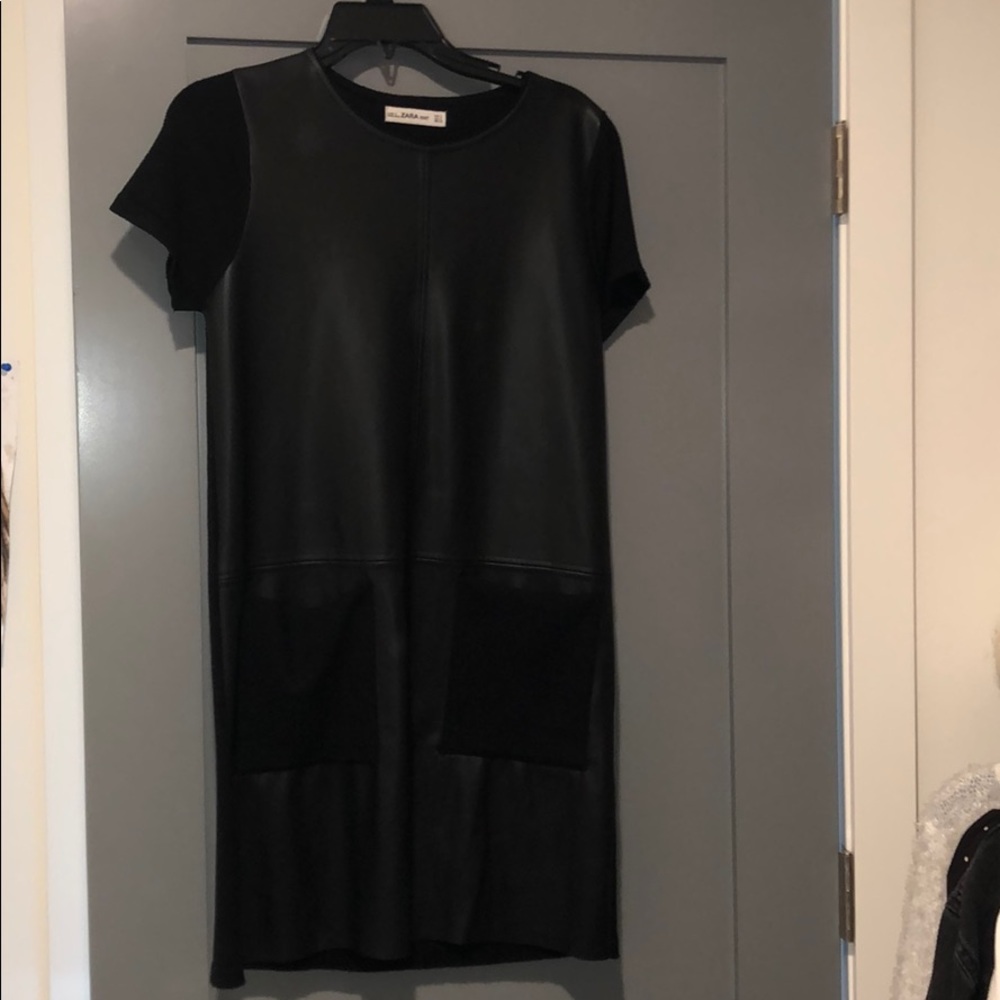 Black leather dress